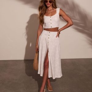 Tropical Chill Palm Midi Skirt