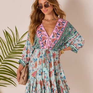 Skylar Floral Tassel Tie Mini Dress