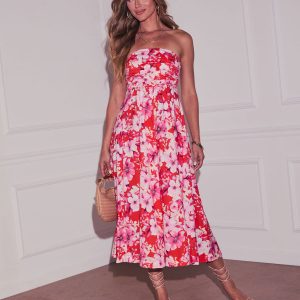 Jaycie Floral Strapless Midi Dress
