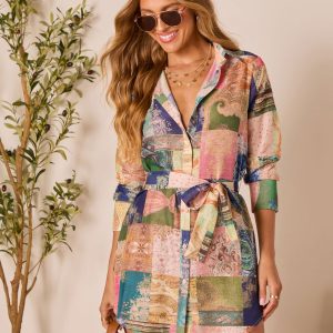 Suzana Patchwork Shirt Dress