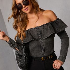 Everyday Muse Denim Off The Shoulder Top