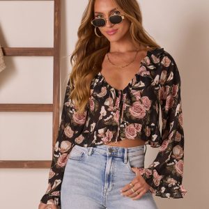 Lovers Bloom Floral Ruffle Blouse