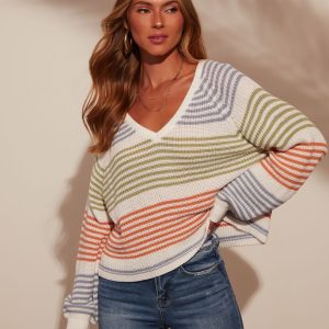 Yara Striped Oversized Pullover Sweater