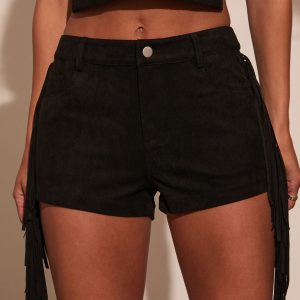 Groove Together Fringe Suede Shorts