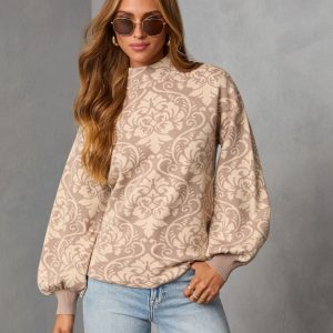 Sienna Fold Printed Turtleneck Sweater