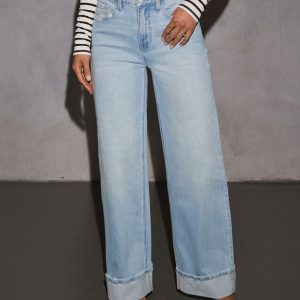 Laylia Stretch Distressed Wide Leg Jeans