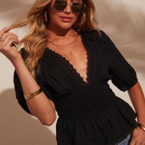 Hadlee V Neck Peplum Blouse