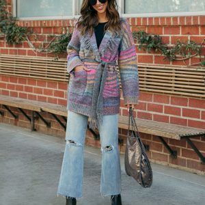 Zafina Fringe Waist Tie Cardigan