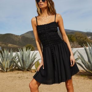 Rosetta Smocked Frayed Hem Mini Dress