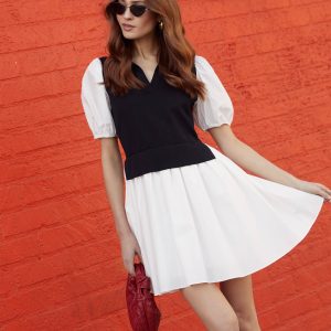Crista Colorblock Puff Sleeve Mini Dress