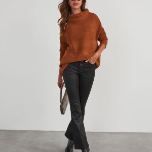 Under The Falling Leaves Knit Mock Neck Sweater