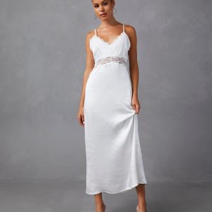 Therese Satin Lace Midi Dress
