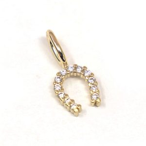 Horseshoe 14k Plated Rhinestone Charm