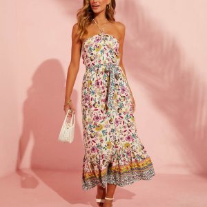Greyson Halter Floral Maxi Dress