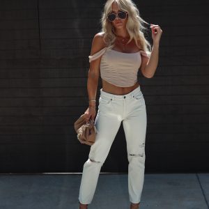 Mita High Rise Distressed Straight Jeans