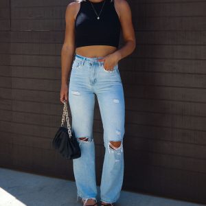 Jules High Rise Distressed 90'S Flare Denim