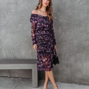 Rowena Floral Ruched Midi Dress