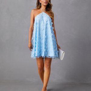 Niari Floral Embellished Halter Mini Dress