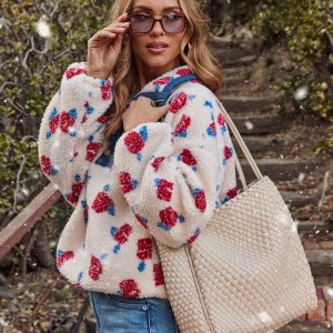 Cenlie Textured Woven Leather Tote Bag