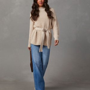 Wixson Belted Mock Neck Sweater