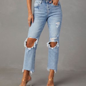 Jolee High Rise Distressed Cropped Jeans