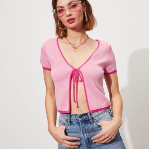 Visalia Tie Front Cropped Cardigan