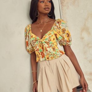 Adriana Floral Smocked Crop Top
