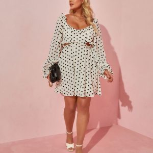 Always Bonita Polka Dot Cutout Mini Dress