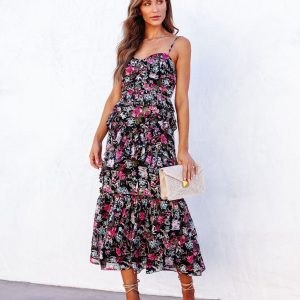 Kaycee Floral Tiered Midi Dress